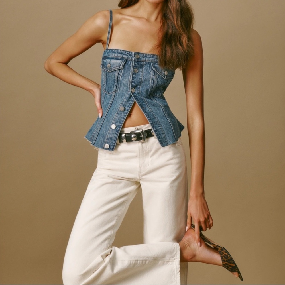 Reformation Coco Denim Bustier Top 14 NWT